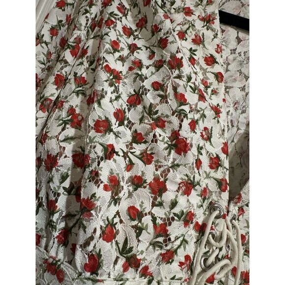 THE KOOPLES Paris Lace Flowers Tied Blouse Top Shirt 3 NWT Bubble Holiday large - Picture 6 of 9